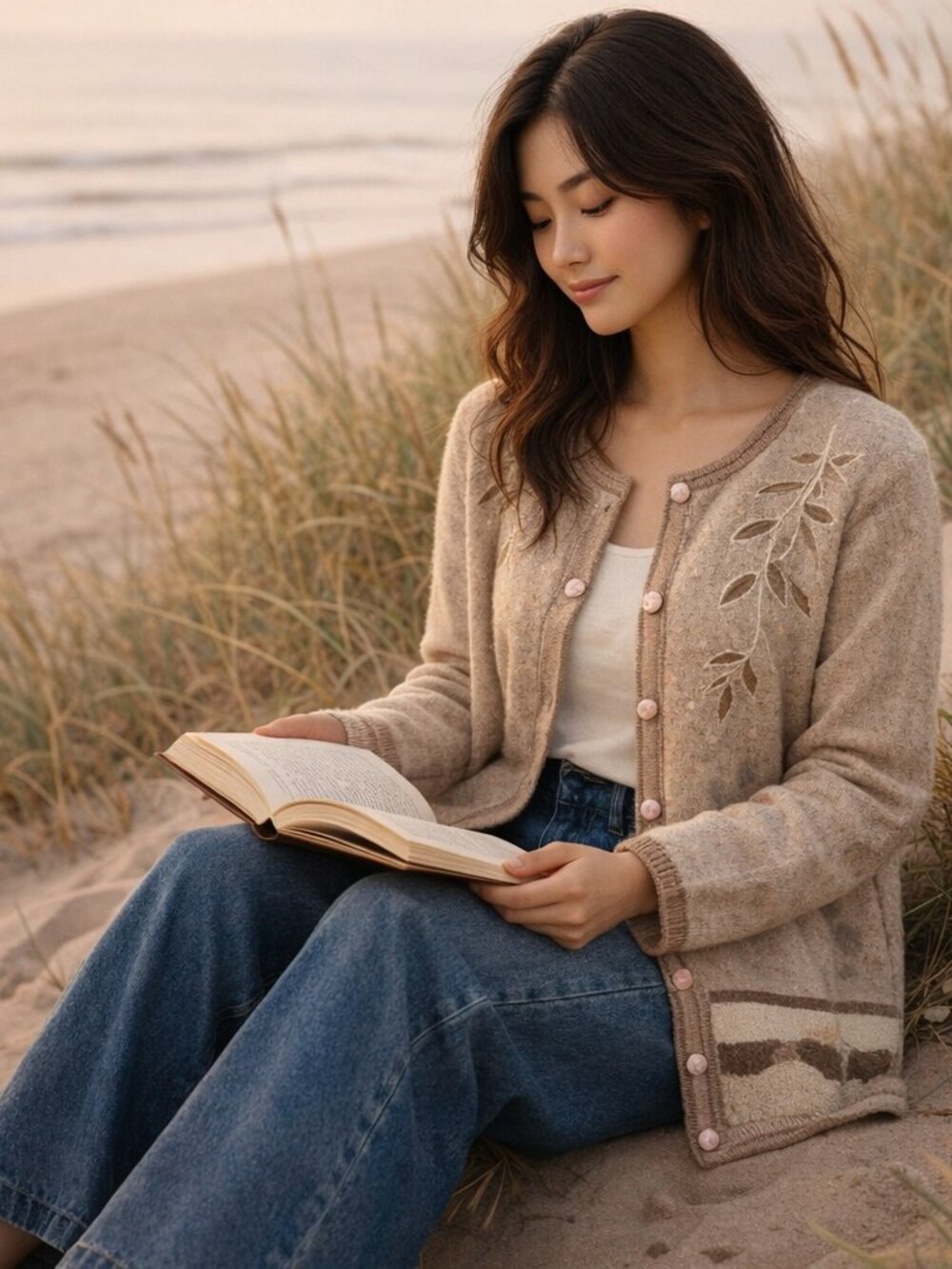 Variations Embroidered Knit Cardigan lagenlook layering